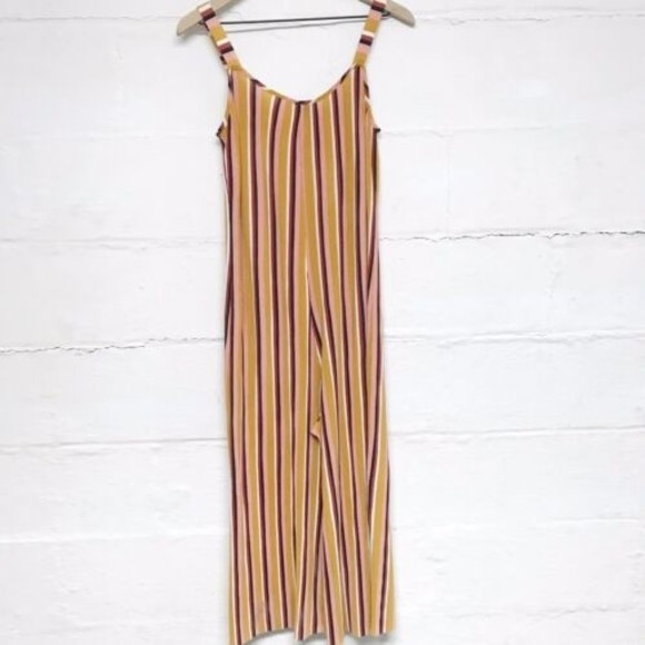 Wild Fable Size Medium Sleeveless Striped Jumpsuit Cropped Wide Legs Mod - Picture 6 of 11